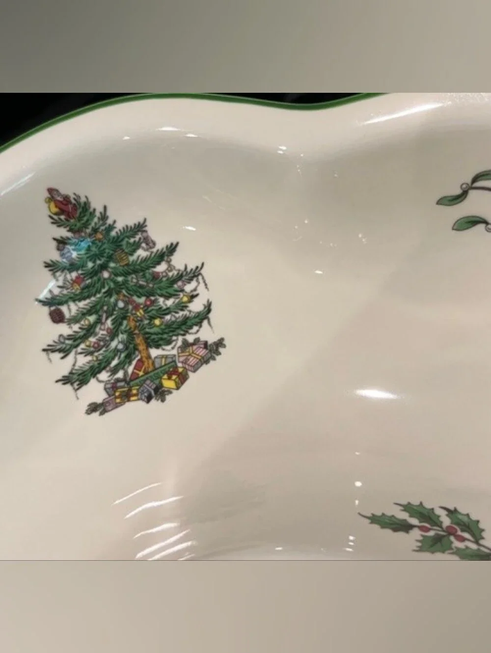 Vintage Spode Christmas Tree 13” Crudite Platter Chip Dip Serving Dish England